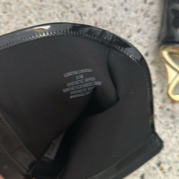 New Steve Madden Londyn black patent shiny leather boot gold heel 9.5 - Picture 8 of 9